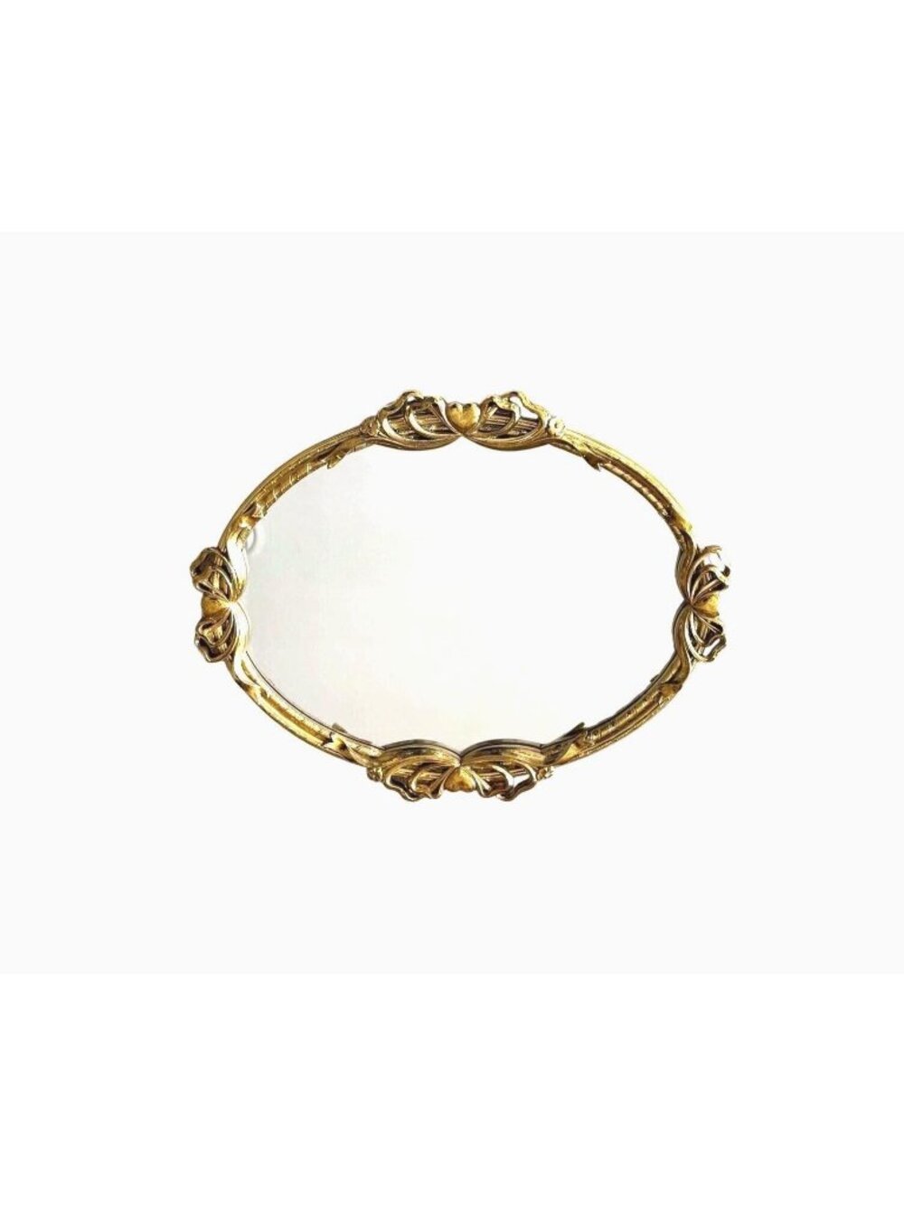1960s Hollywood Regency gold oval mirror Victorian Baroque style